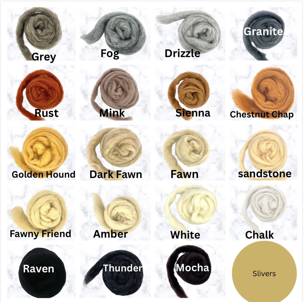 Choose your colours wool slivers 10x15g