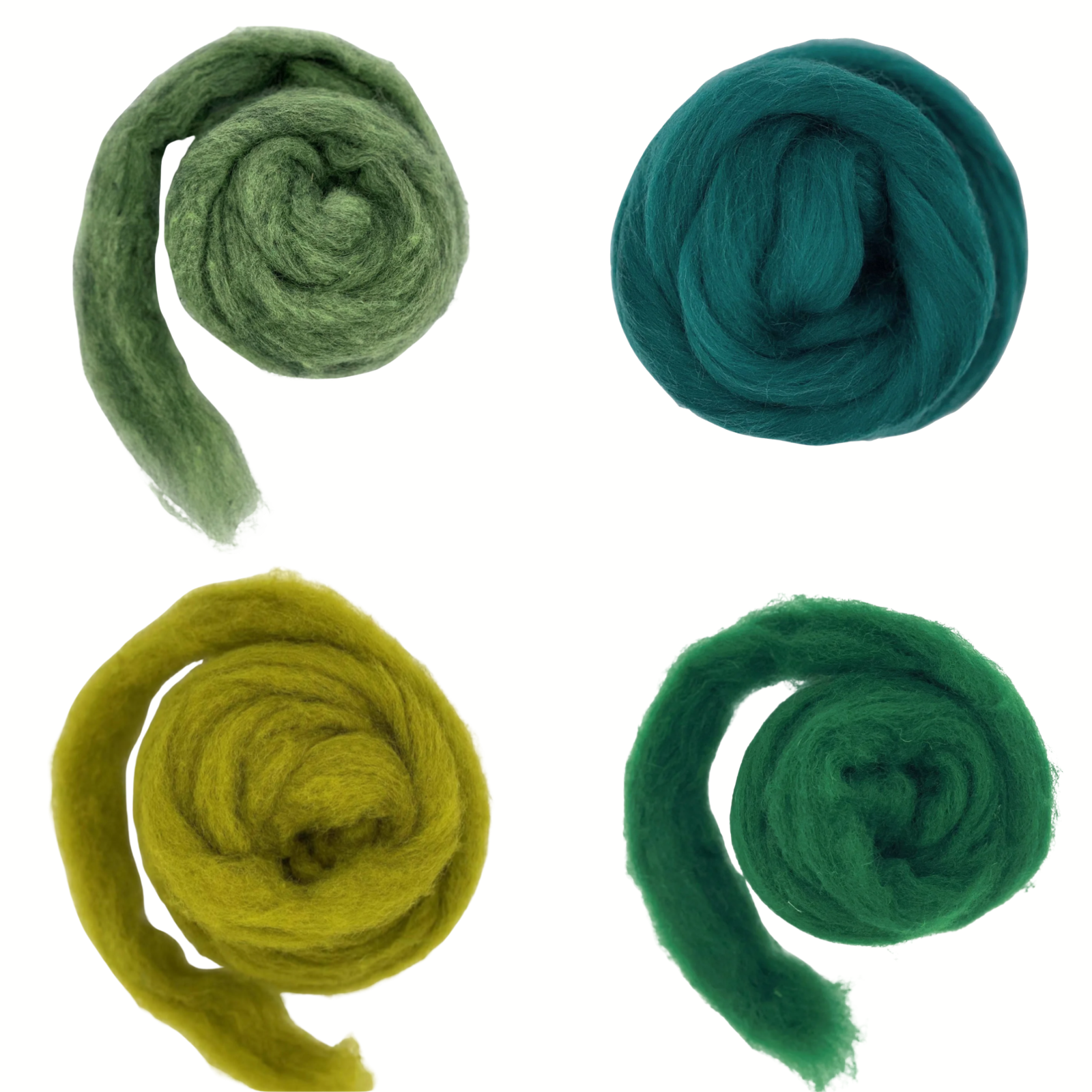 Corriedale Sliver Green Shades Wool Pack