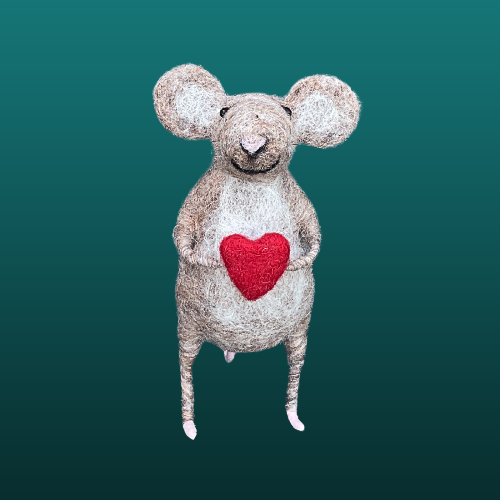 Needle Felt Mouse With Love Heart