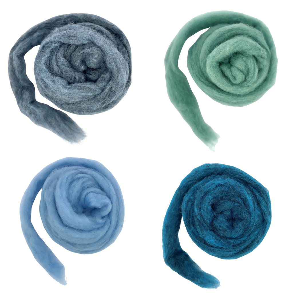 Corriedale Sliver Blue Shades Wool Pack