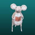 Needle Felted Mouse Reading a Book