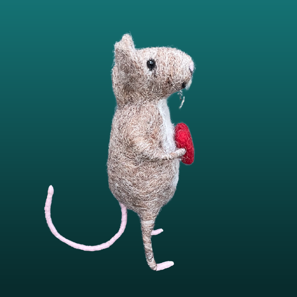Needle Felt Mouse With Love Heart