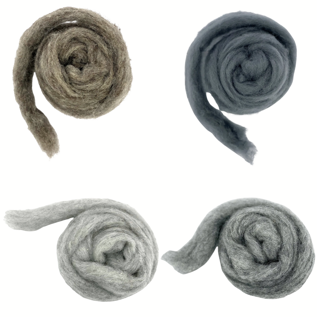 Corriedale Sliver Grey Shades Wool Pack