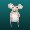 Needle Felt Mouse With Glasses
