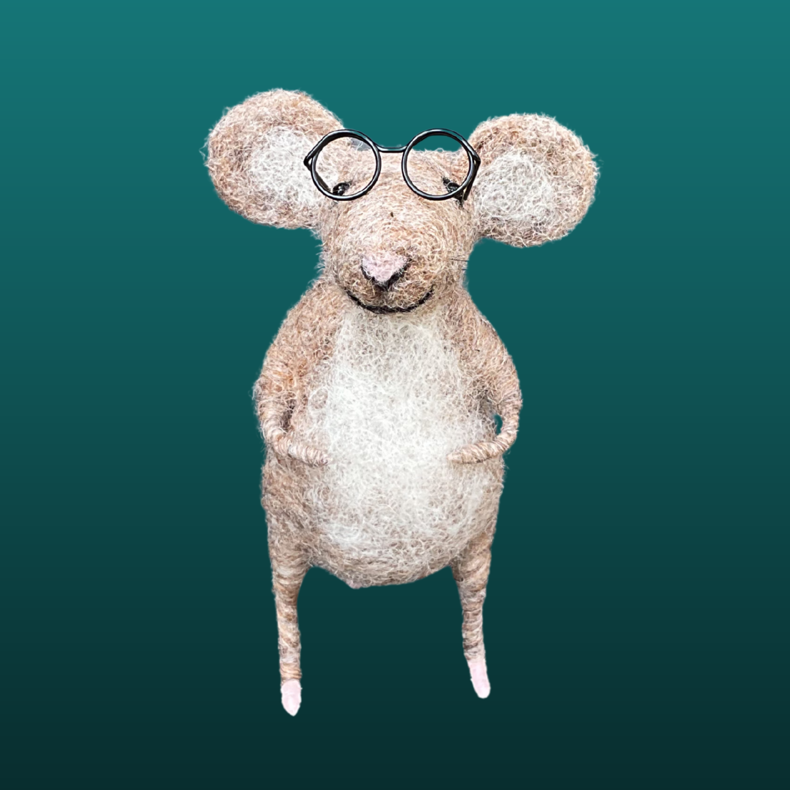 Needle Felt Mouse With Glasses