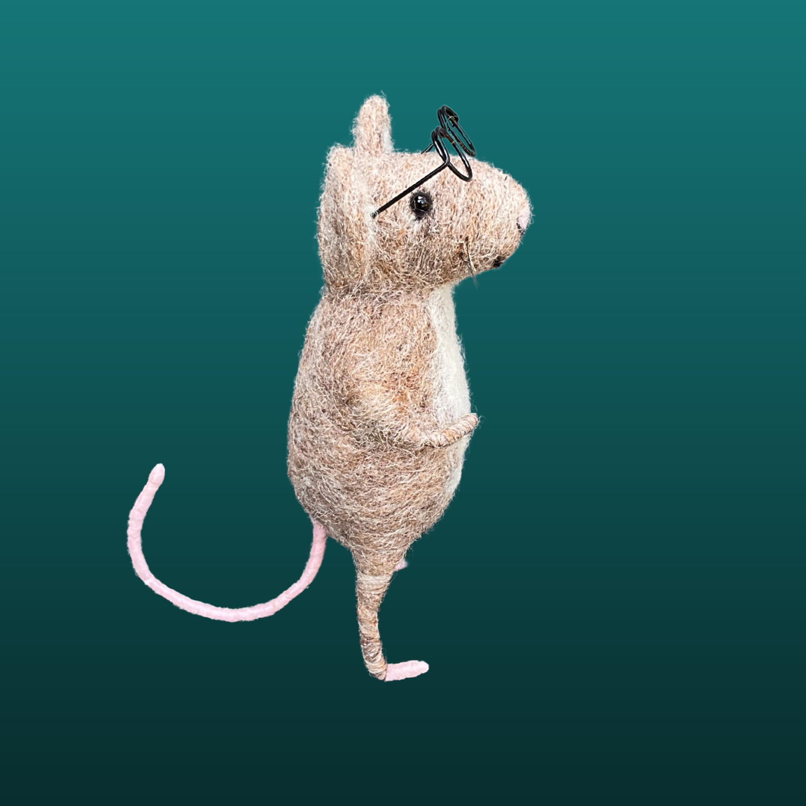 Needle Felt Mouse With Glasses
