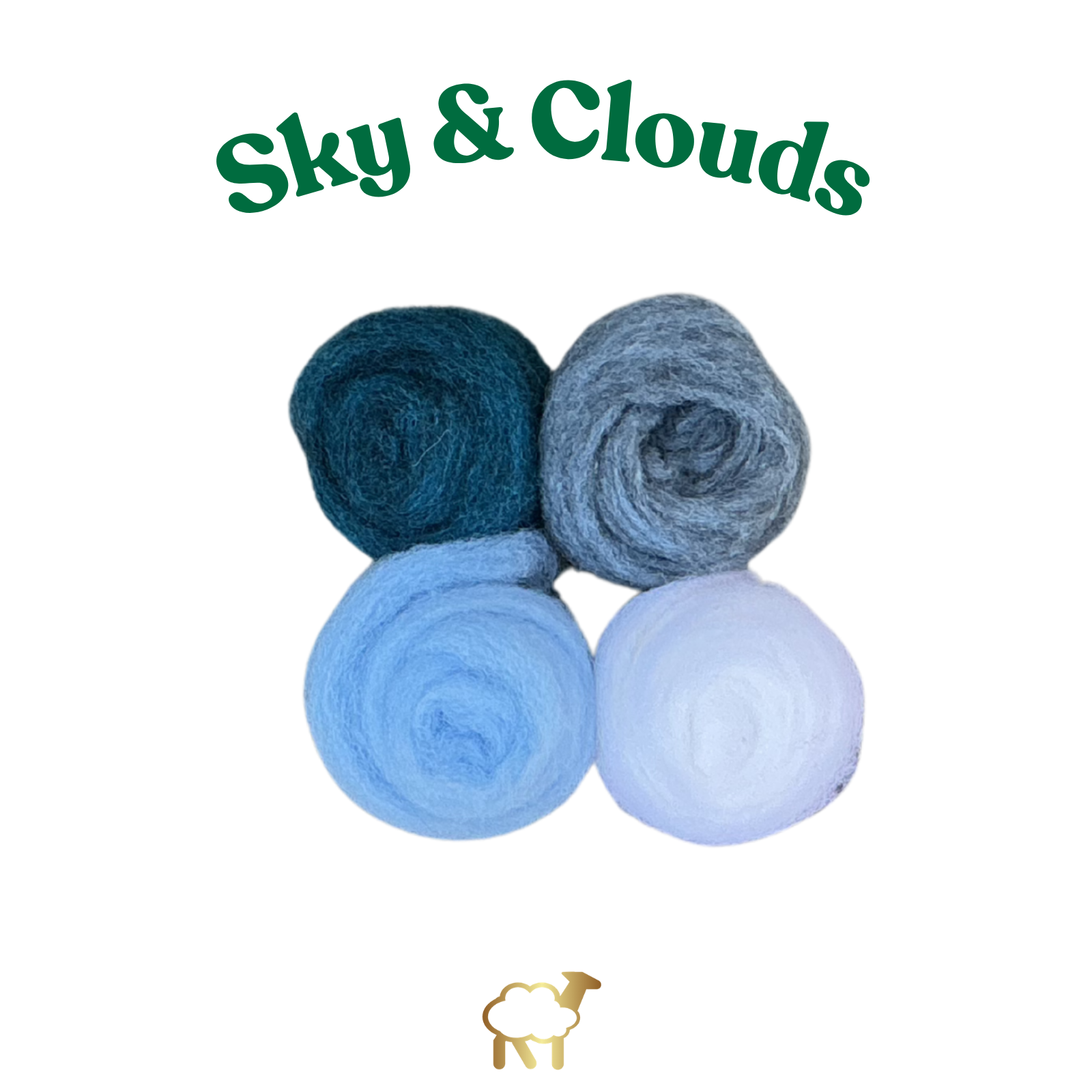 Corriedale Sliver Felting Wool Sky & Clouds