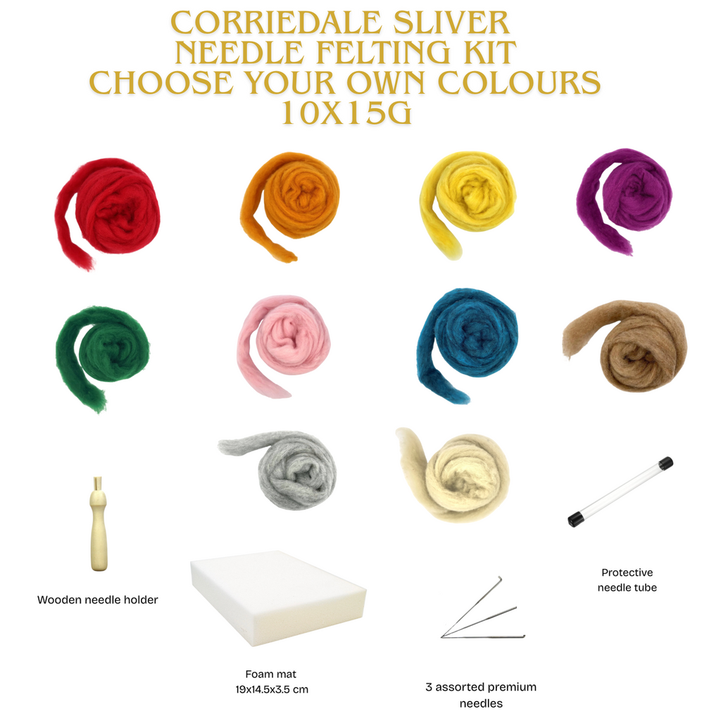 Corriedale slivers kit choose your own colours 