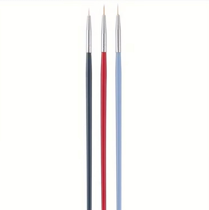 3 Fine Liner Detail Brushes Hobby Craft Acrylic Nail Art Painting