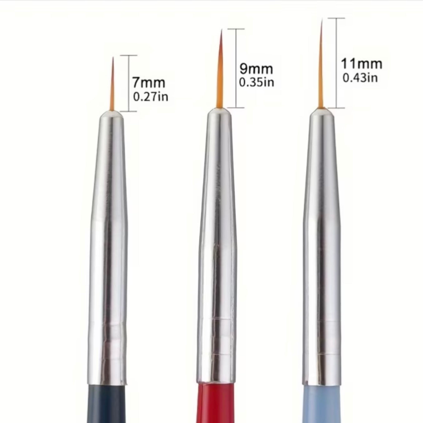 3 Fine Liner Detail Brushes Hobby Craft Acrylic Nail Art Painting