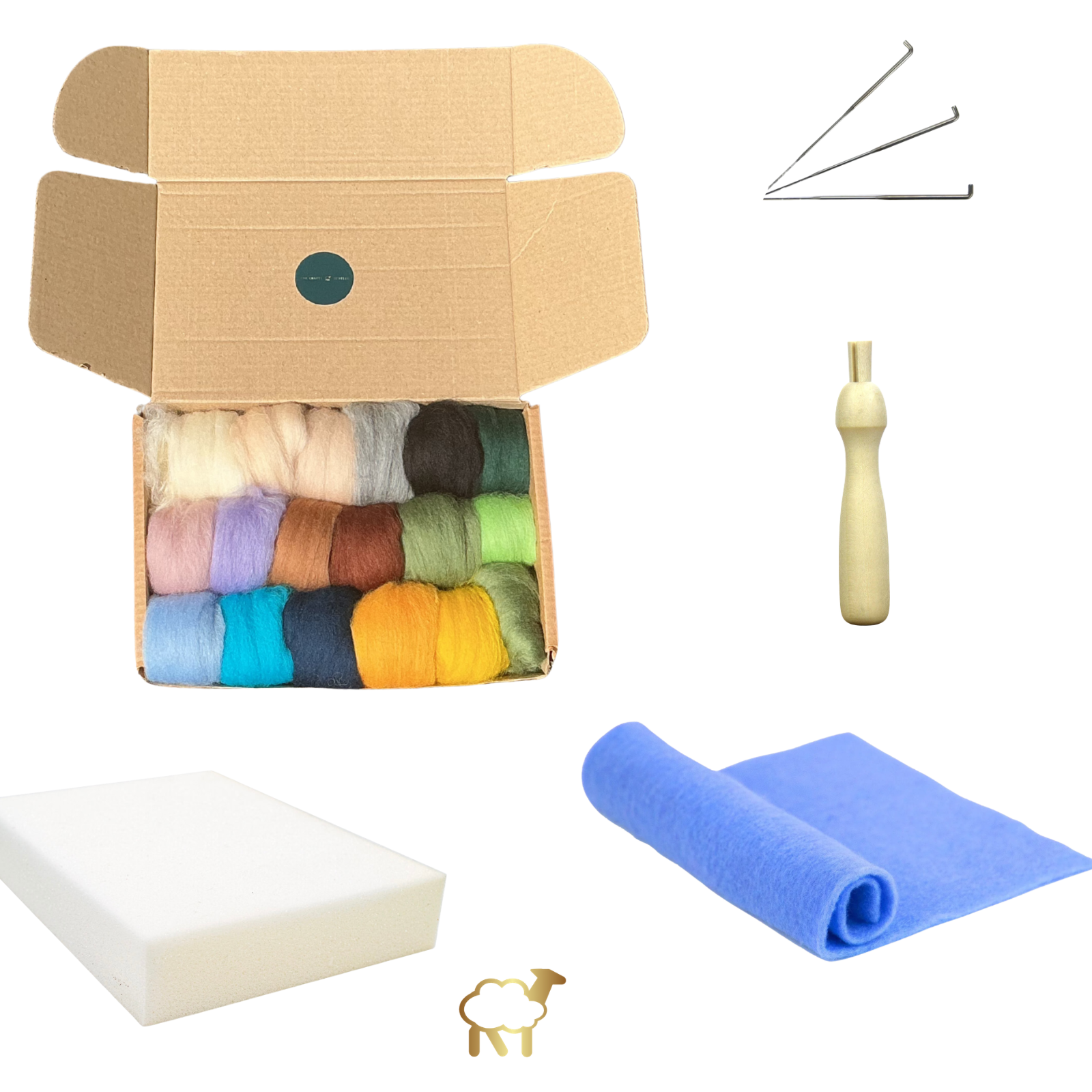 Needle felting 2D landscape Kit- Merino wool beginner kit