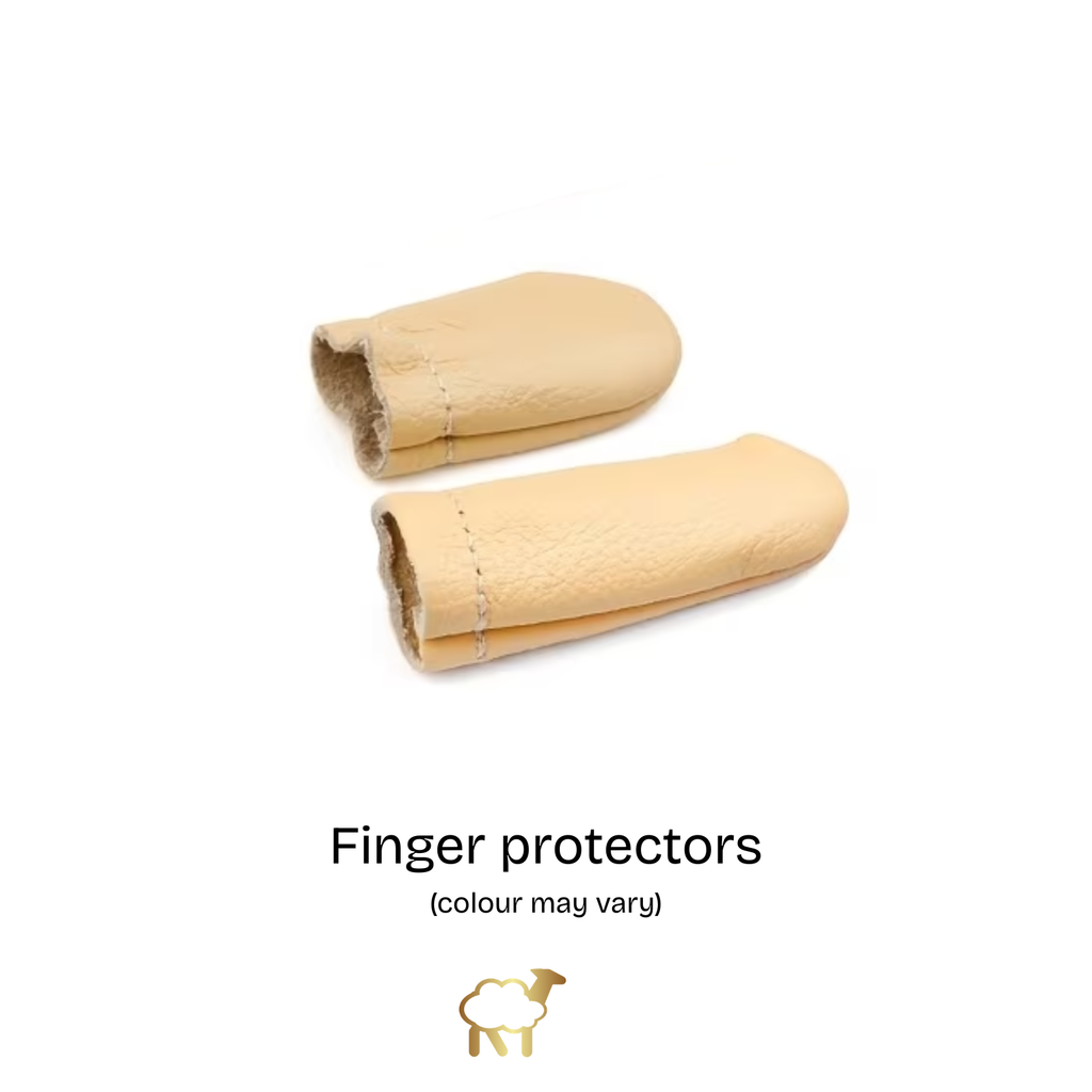 Needle felting leather finger protectors 