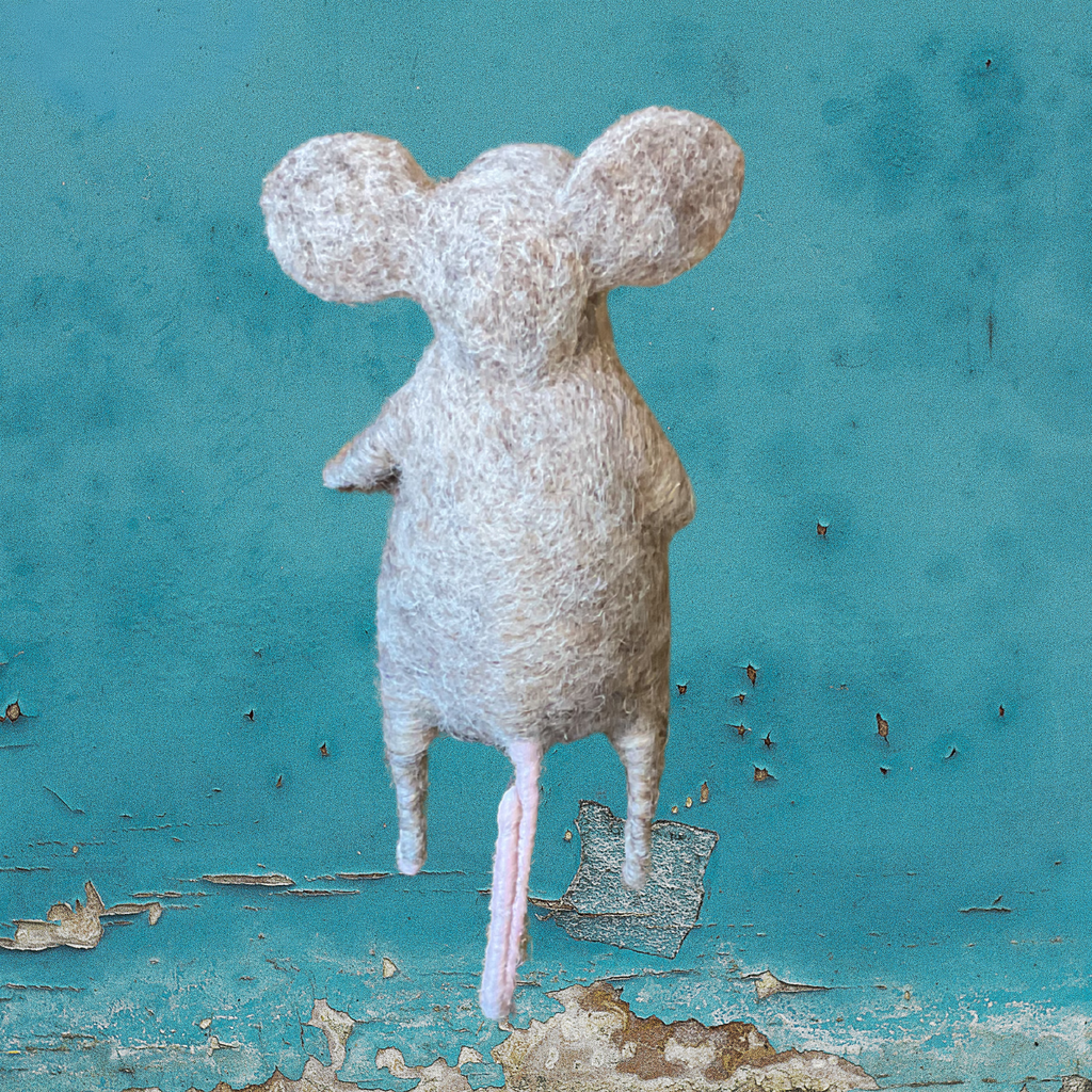 Needle Felt Mouse Holding Baby Mouse