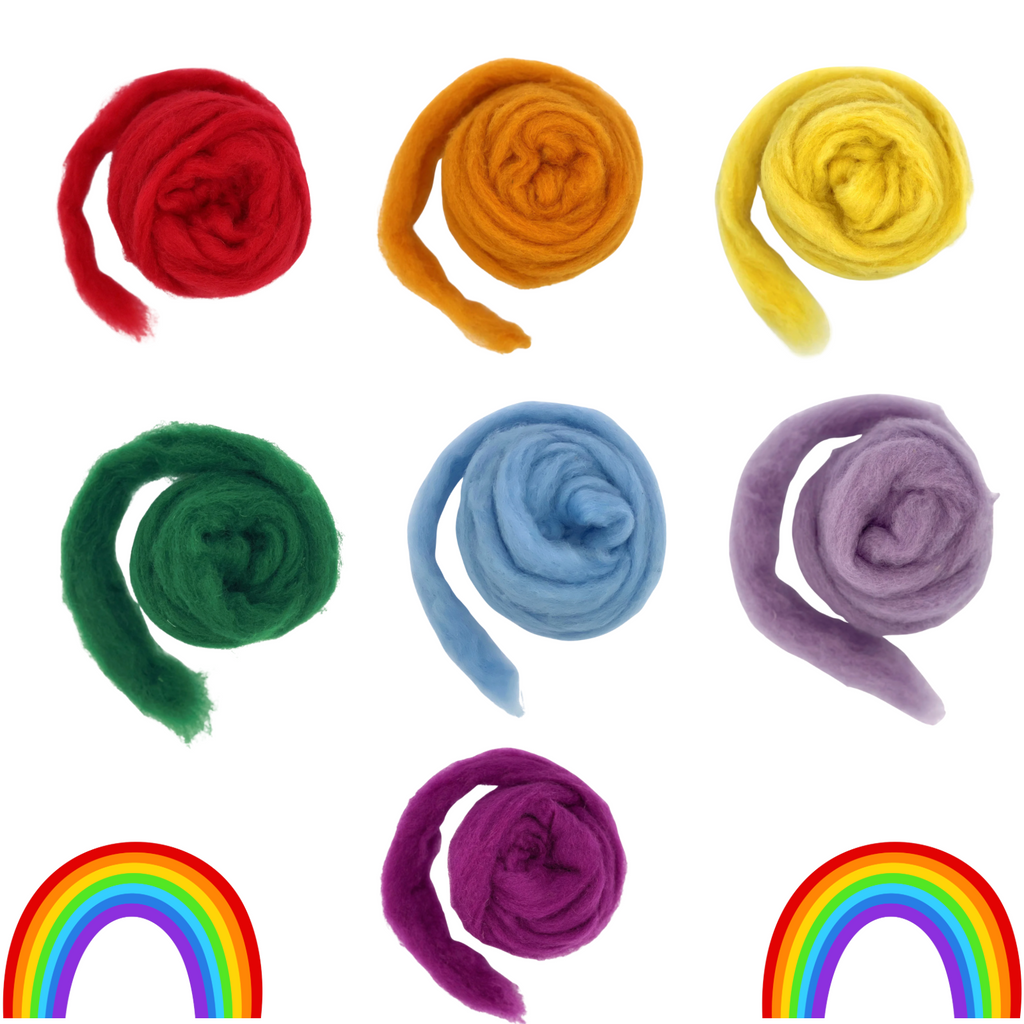 Carded Corriedale Slivers Wool Rainbows