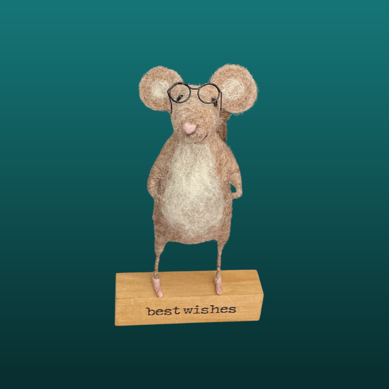 Needle Felted Mouse With Glasses Handmade Wool Sculpture Gift