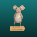 Needle Felted Mouse With Glasses Handmade Wool Sculpture Gift
