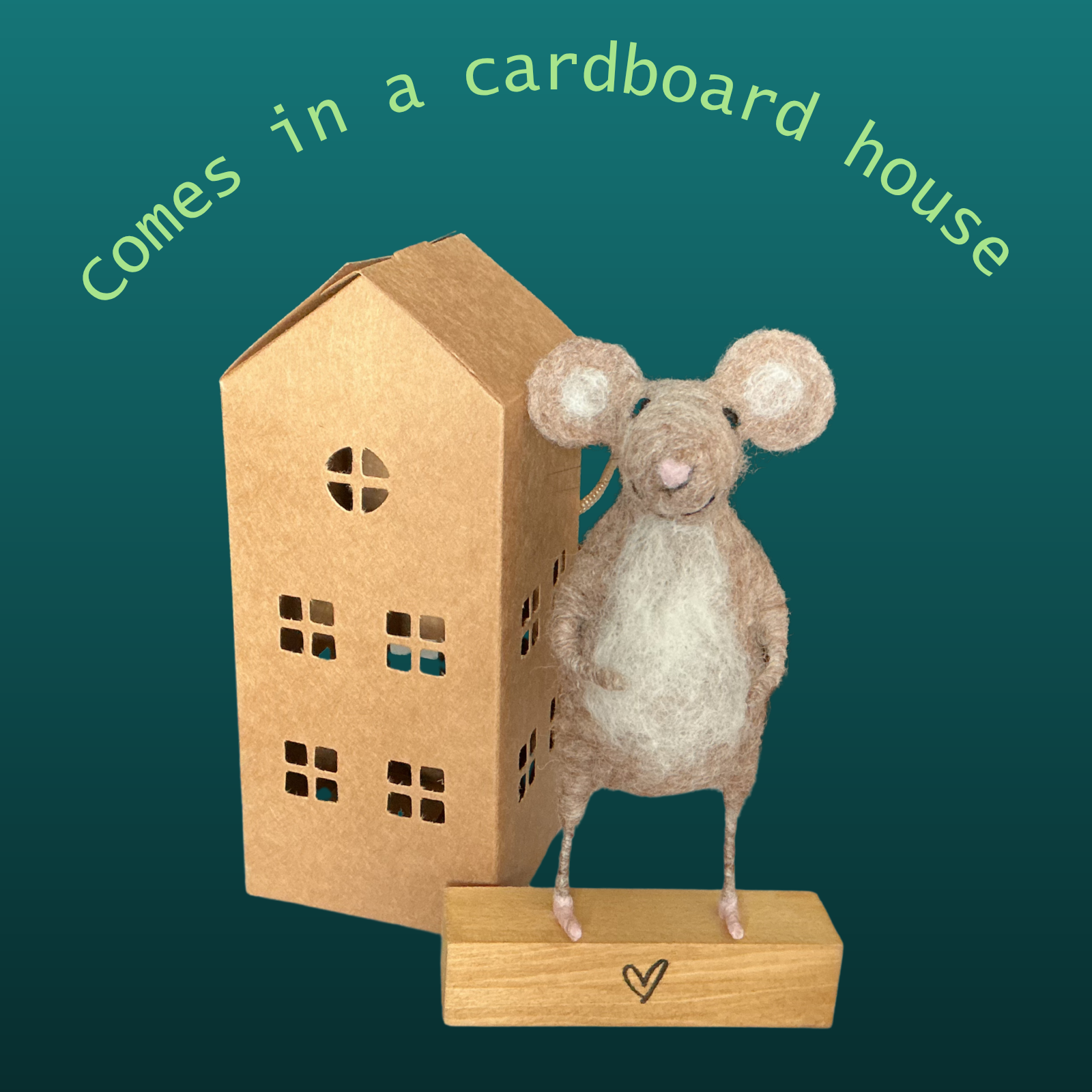 Needle Felted Mouse Holding Potted Plant Handmade Wool Sculpture Gift